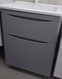 Style Line Тумба под раковину Бергамо Мини 70 серая Люкс антискрейтч Plus – фотография-5